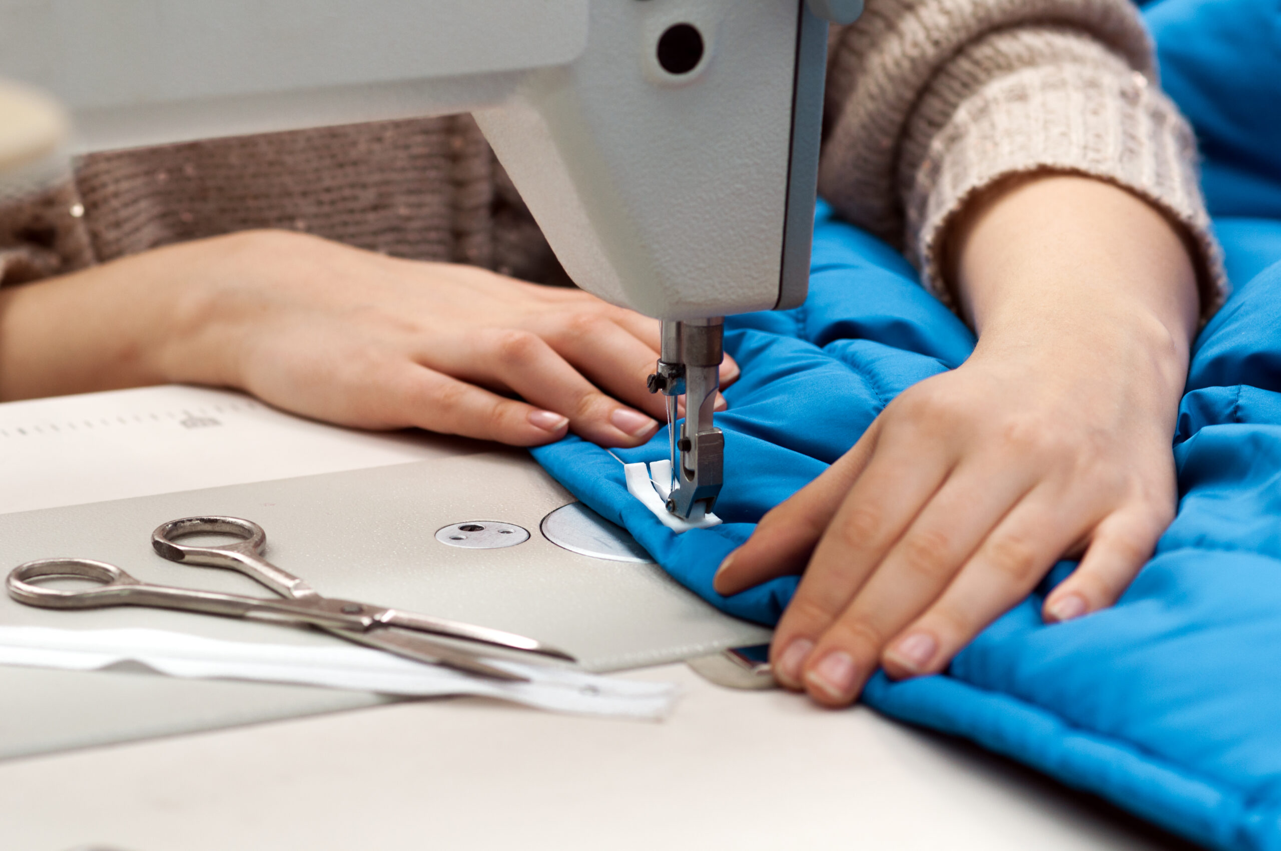 work at the sewing machine close-up